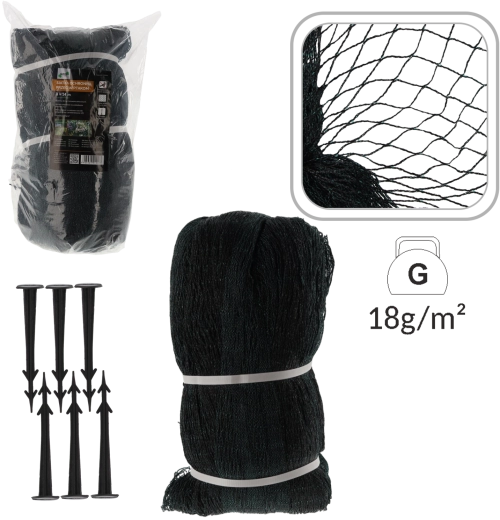 Red protectora contra pájaros 8 × 14 m, 18 g/m² + 16 piquetas de plástico