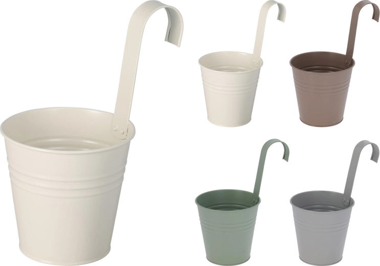 Maceta decorativa colgante de metal galvanizado de 13 cm – mezcla de colores