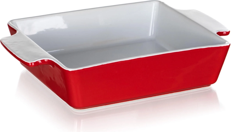 Fuente para horno de cerámica rectangular 33,5 × 22,5 cm CULINARIA roja/blanca