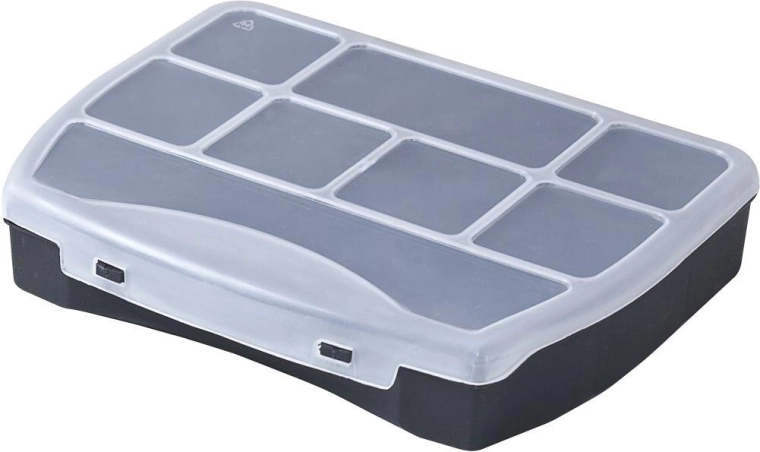 Organizador DOMINO 190 × 155 × 37 mm, negro/transparente