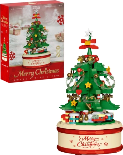 Kit de construcción: árbol de Navidad verde con iluminación LED y mecanismo musical (683 piezas)