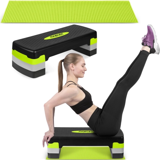 Step aeróbico con 3 alturas NEO SPORT + alfombrilla antideslizante