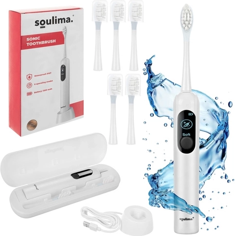 Cepillo de dientes eléctrico sónico SOULIMA color blanco con pantalla
