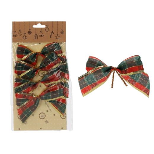Lazos decorativos navideños 10 cm – set de 4 uds