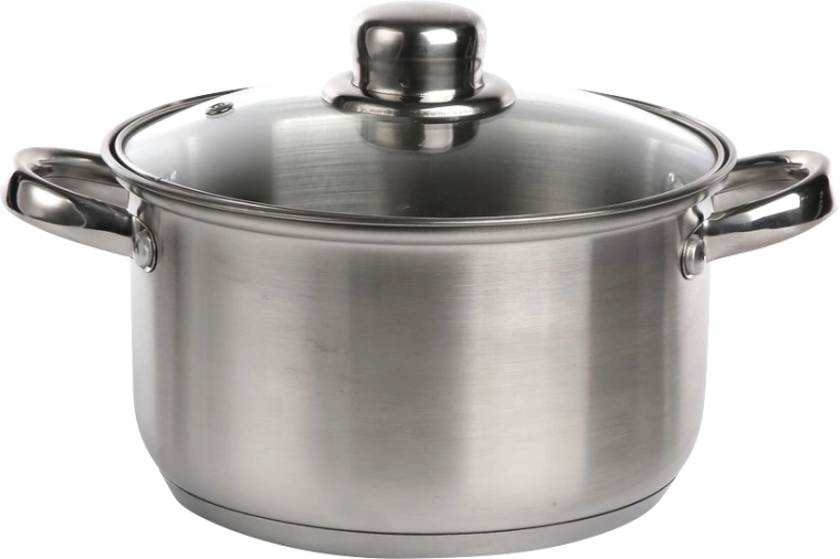 Altom Design olla de acero inoxidable Fabio 18 cm, 2,6 l con tapa de cristal