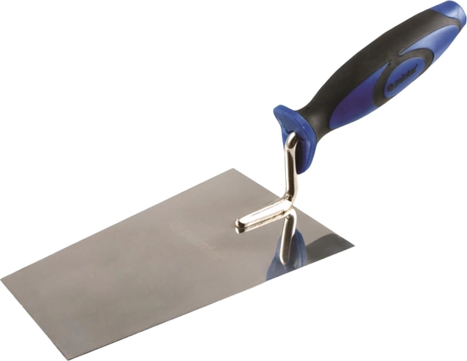 Paleta de albañil de acero inoxidable de 180 mm con mango de goma