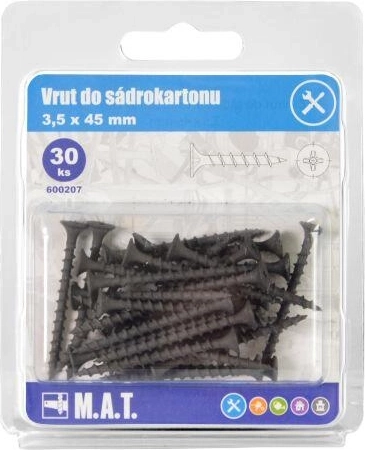 Tornillo para yeso laminado 3,5 × 45 mm, rosca gruesa, fosfatado (30 uds)