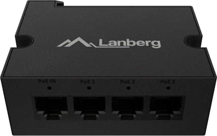 Lanberg extensor PoE / switch para carril DIN 1× PoE in / 3× PoE out (Fast Ethernet, 30 W)