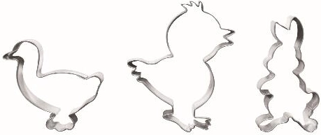 Cortadores de galletas de Pascua – pollito, pato y conejo, set de 3 uds