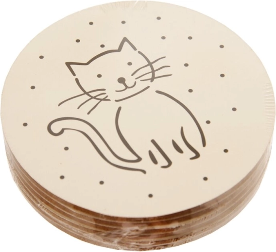Juego de posavasos de corcho para bebidas con motivo de gato blanco, 6 uds.