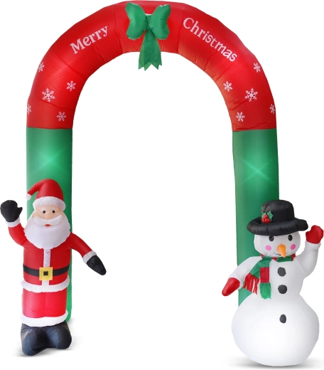 Arco navideño inflable de 240 cm con iluminación LED