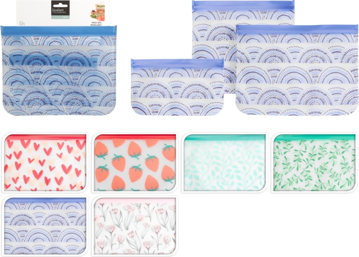 Juego de bolsas transparentes resellables (3 uds.)