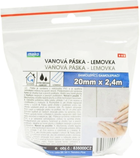 Cinta selladora para bañera 22 mm × 2,4 m blanca