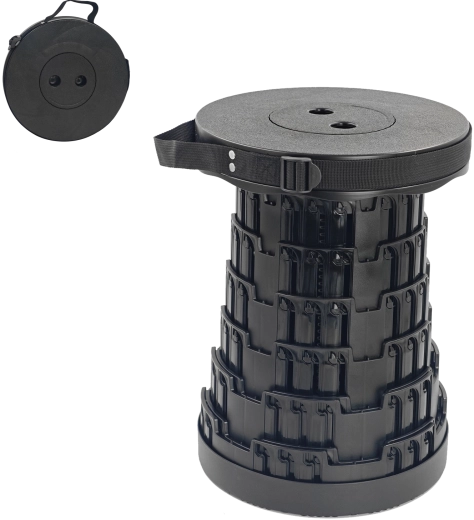 Taburete telescópico plegable negro 7–45 cm