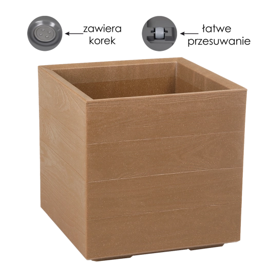 Maceta Lamela Karo Eco Wood con imitación de madera natural 39 cm