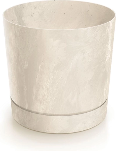 Maceta con efecto hormigón TUBO P, crema, diámetro 12,8 cm