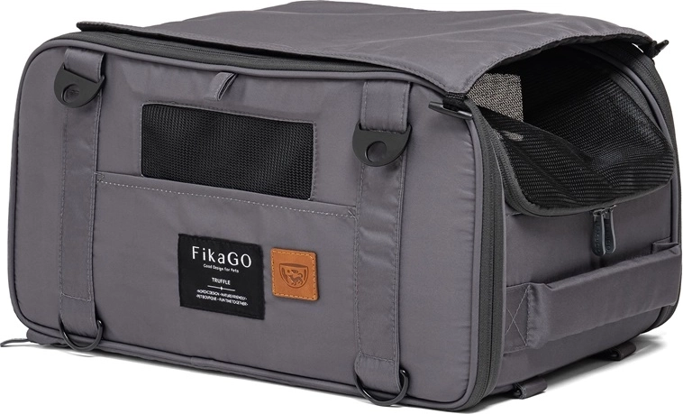 Transportín de viaje FikaGO para perros y gatos truffle grey