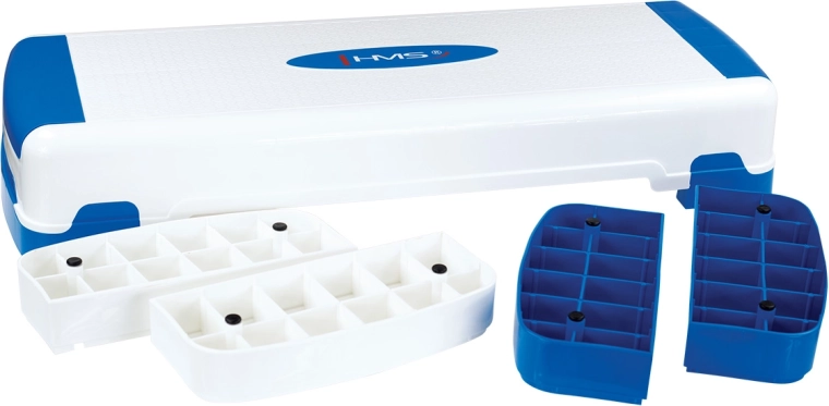 Step aeróbico HMS blanco-azul con altura ajustable