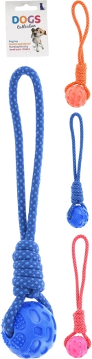 Juguete para perro: pelota con cuerda 40 × 7 × 7 cm, mix de colores