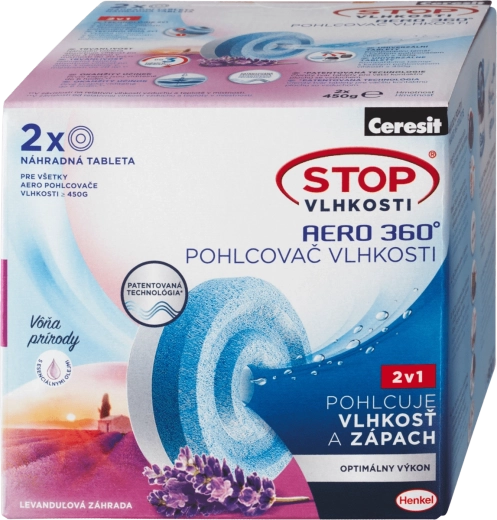 Ceresit Stop humedad AERO 360° tabletas de recambio lavanda 2×450 g