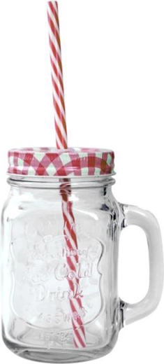Vaso Mason con tapa y pajita 450 ml
