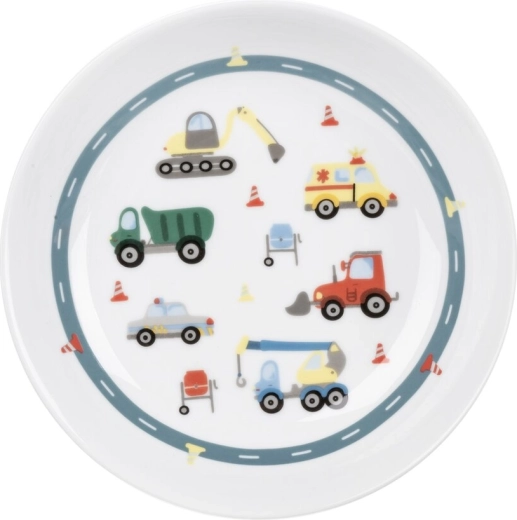 Plato hondo infantil con compartimentos, coches, 19 cm