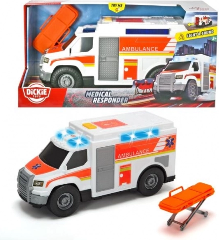 Ambulancia con efectos y camilla, 30 cm
