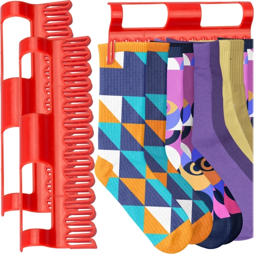 Soportes para calcetines para tendedero, 2 uds., rojos