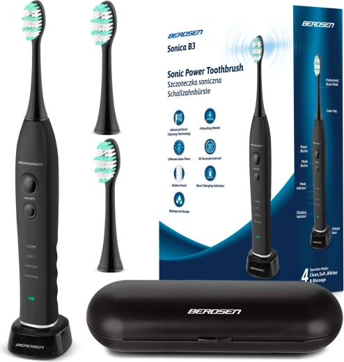 Cepillo de dientes sónico con estuche Berdsen Sonica B3 negro