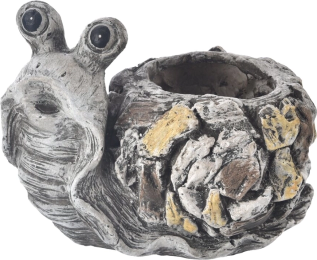 Maceta EBI con forma de caracol y aspecto de piedra 30 × 23 × 23 cm