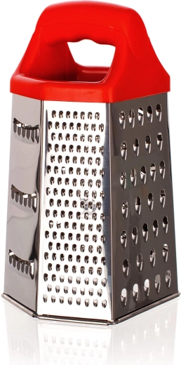 Rallador de acero inoxidable de seis caras con mango rojo CULINARIA 22,5 cm