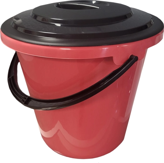 Cubo de plástico con tapa y medidor 10 l – mix de colores