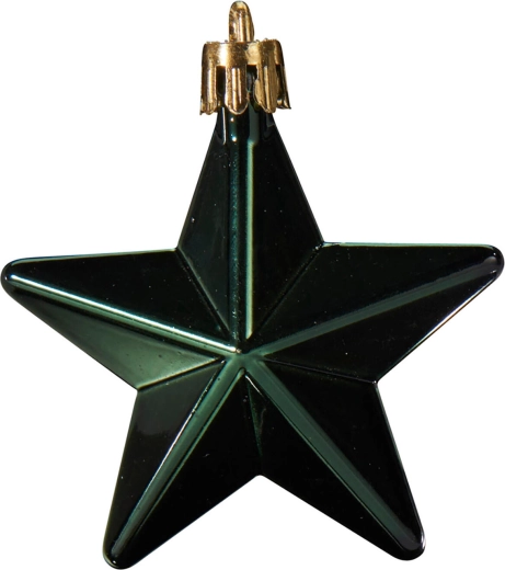 Adorno navideño colgante en forma de estrella, verde oscuro, 6,5 cm - 1 unidad