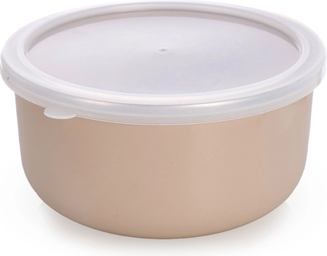 Cuenco esmaltado con tapa beige 16,5 cm, 1,3 l