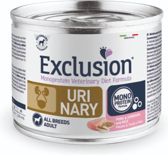 Exclusion UM20 Urinary lata para perros 200 g, cerdo con sorgo y arroz
