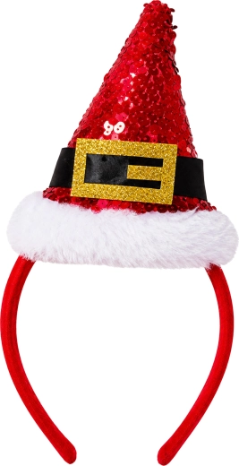 Diadema navideña con mini gorro de lentejuelas de Papá Noel