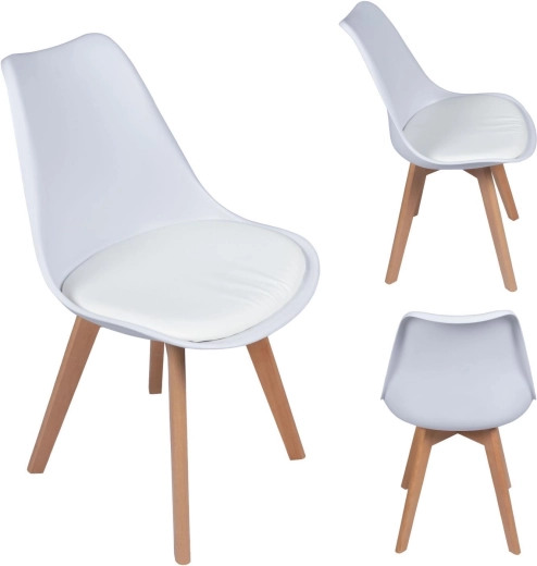 Silla de comedor escandinava con cojín blanca - 1 unidad