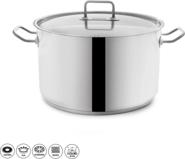 Cacerola de acero inoxidable Stock 10 l con tapa