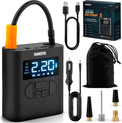 Mini compresor inalámbrico HUMBERG con batería de 6000 mAh