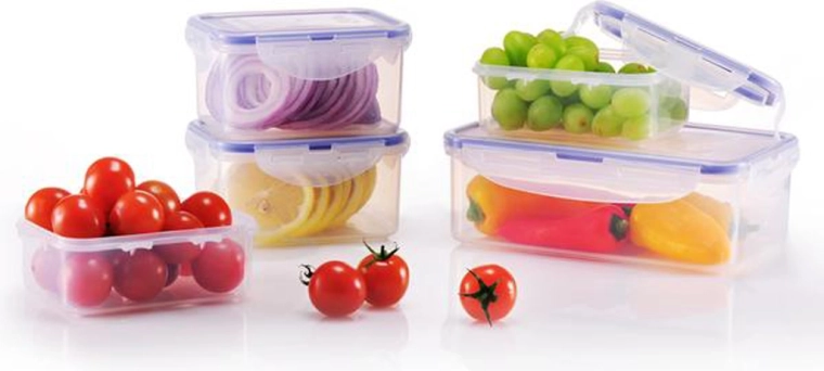 Juego de recipientes para alimentos con tapa hermética con clips, 5 uds.