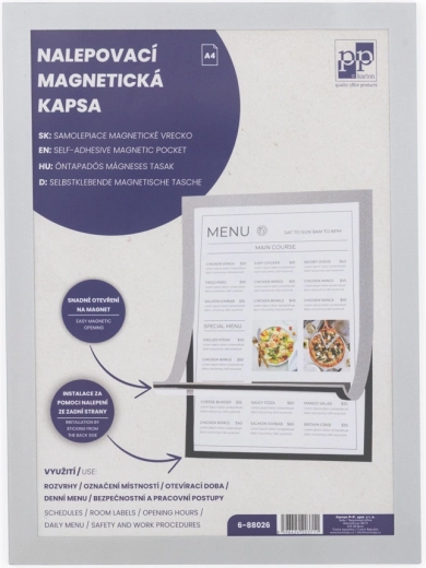 Bolsillo magnético adhesivo A4, plateado