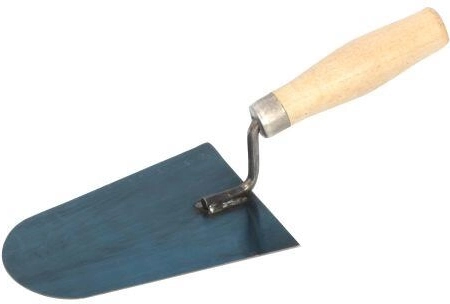 Paleta de albañil de acero redonda 160 × 110 mm con mango de madera