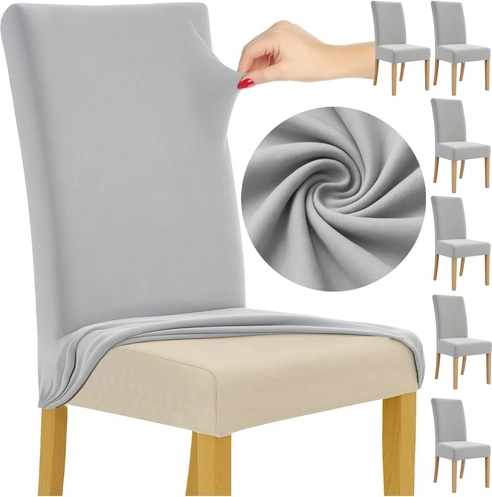 Fundas elásticas para sillas Ruhhy gris claro 65 × 40 × 35 cm (6 uds.)