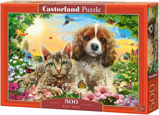 Puzle de 500 piezas Mejores amigos – gato y perro