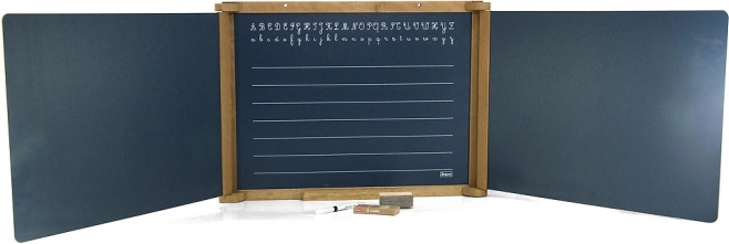 Jeujura pizarra mural multifuncional de madera de tres paneles 156 × 43 cm con accesorios