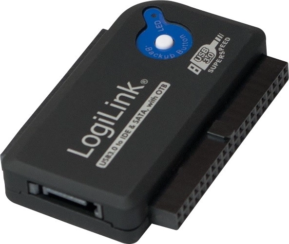 Adaptador LogiLink USB 3.0 a IDE/SATA con función de copia de seguridad One-Touch