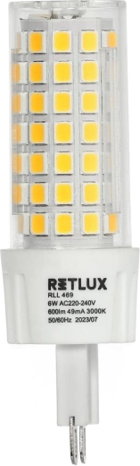 Bombilla LED Retlux G9 de 6 W, luz blanca cálida