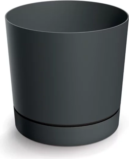 Maceta con plato TUBO P 17,8 cm – gris oscuro