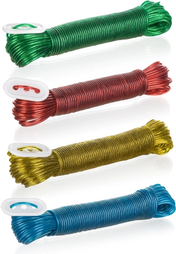 Tendedero de PVC de 20 m con cable de acero – mix de colores