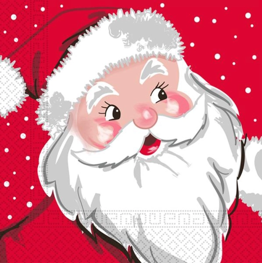 Servilletas de papel navideñas 33 × 33 cm, 3 capas, motivo SANTA, 20 uds.